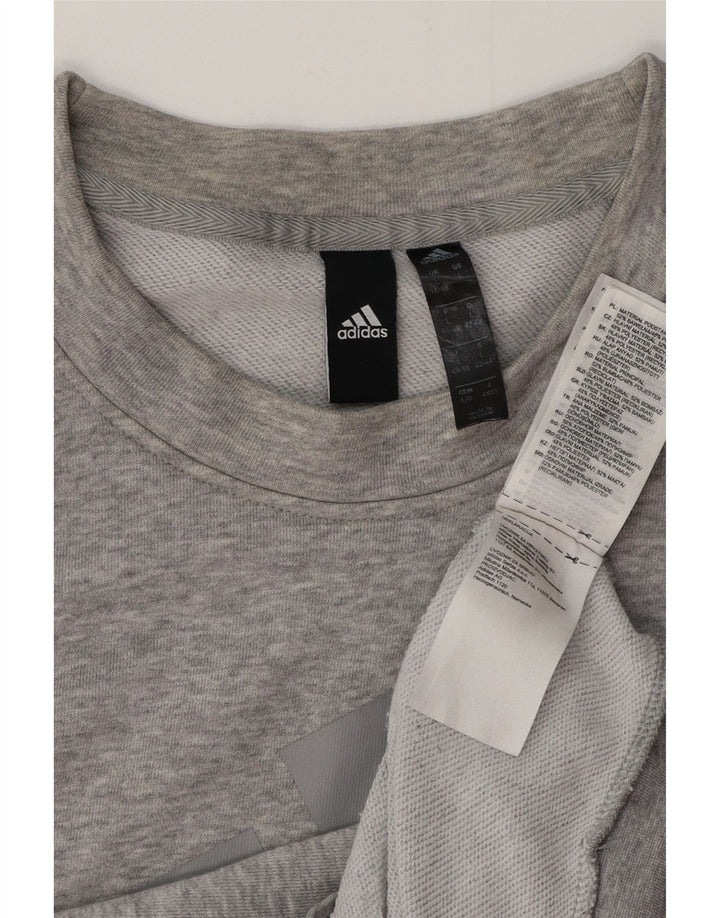 ADIDAS Sweat-shirt graphique pour femme UK 14/16 Grand coton gris