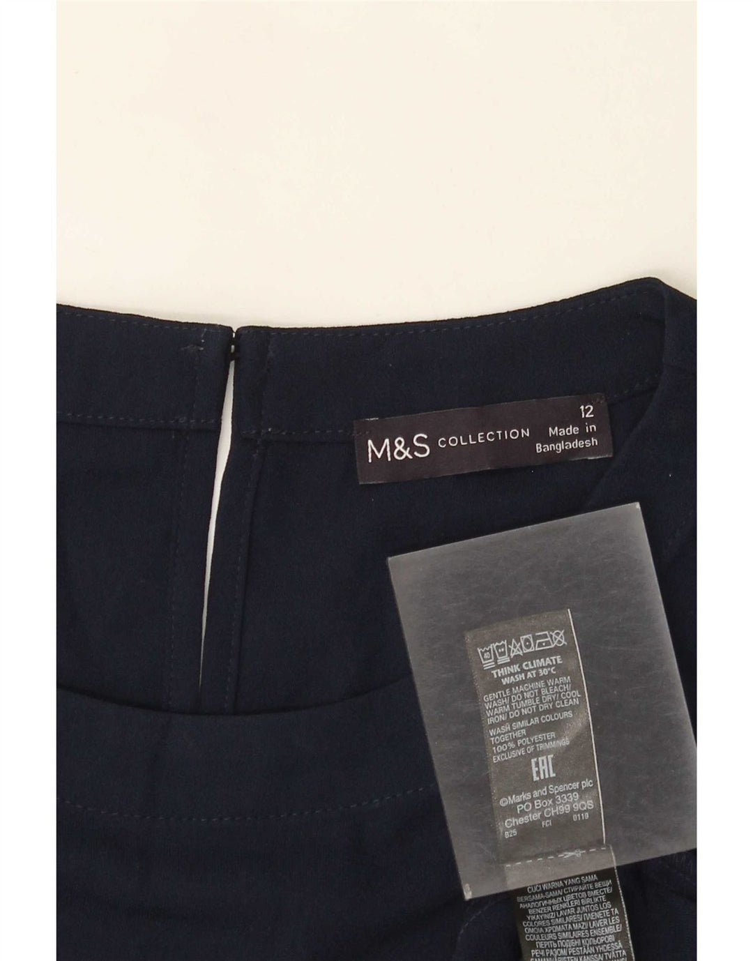 Marks & Spencer Robe droite régulière pour femme UK 12 Bleu marine moyen Polyester