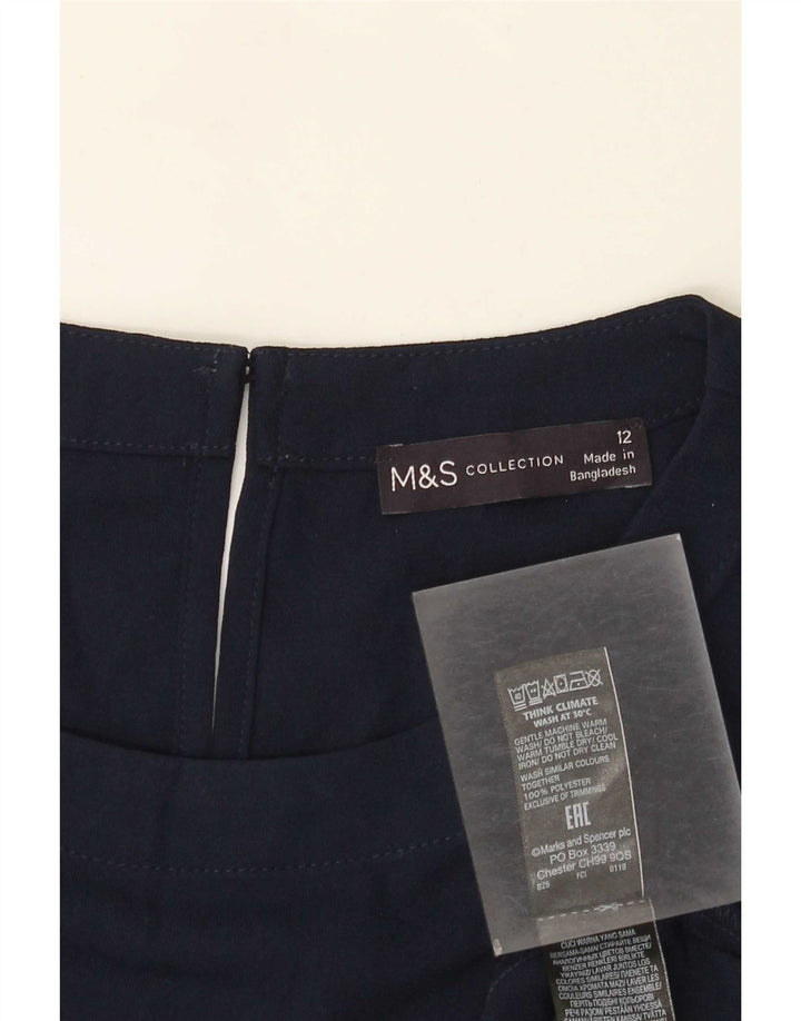 Marks & Spencer Robe droite régulière pour femme UK 12 Bleu marine moyen Polyester