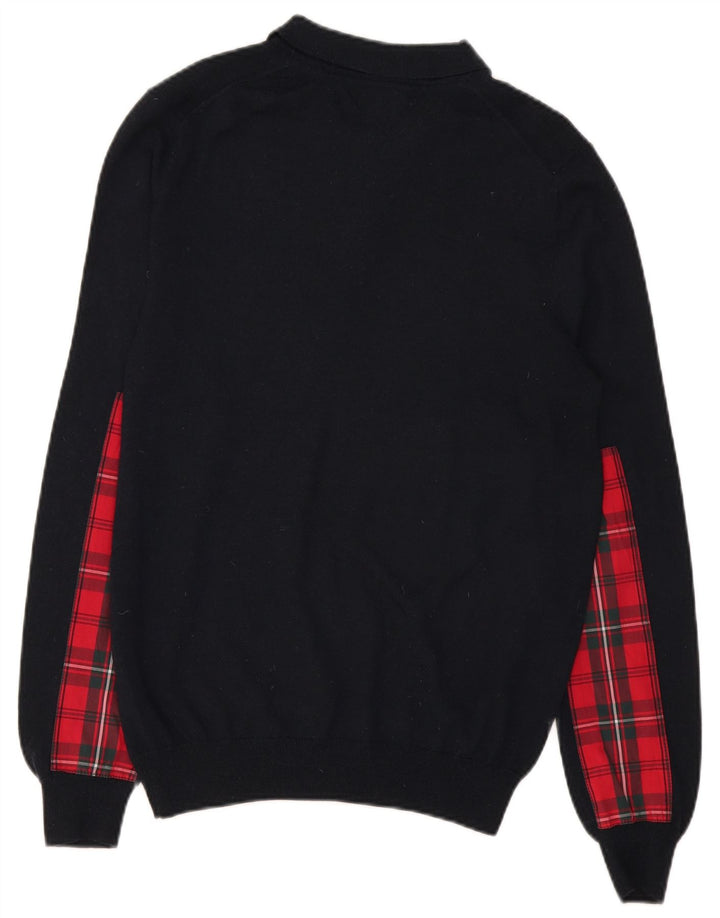 Lyle & Scott Pull à col polo homme en laine à carreaux noir moyen