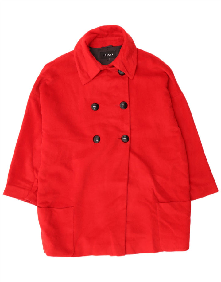 Jaeger Manteau double boutonnage surdimensionné pour femme UK 14 Grand Angora rouge