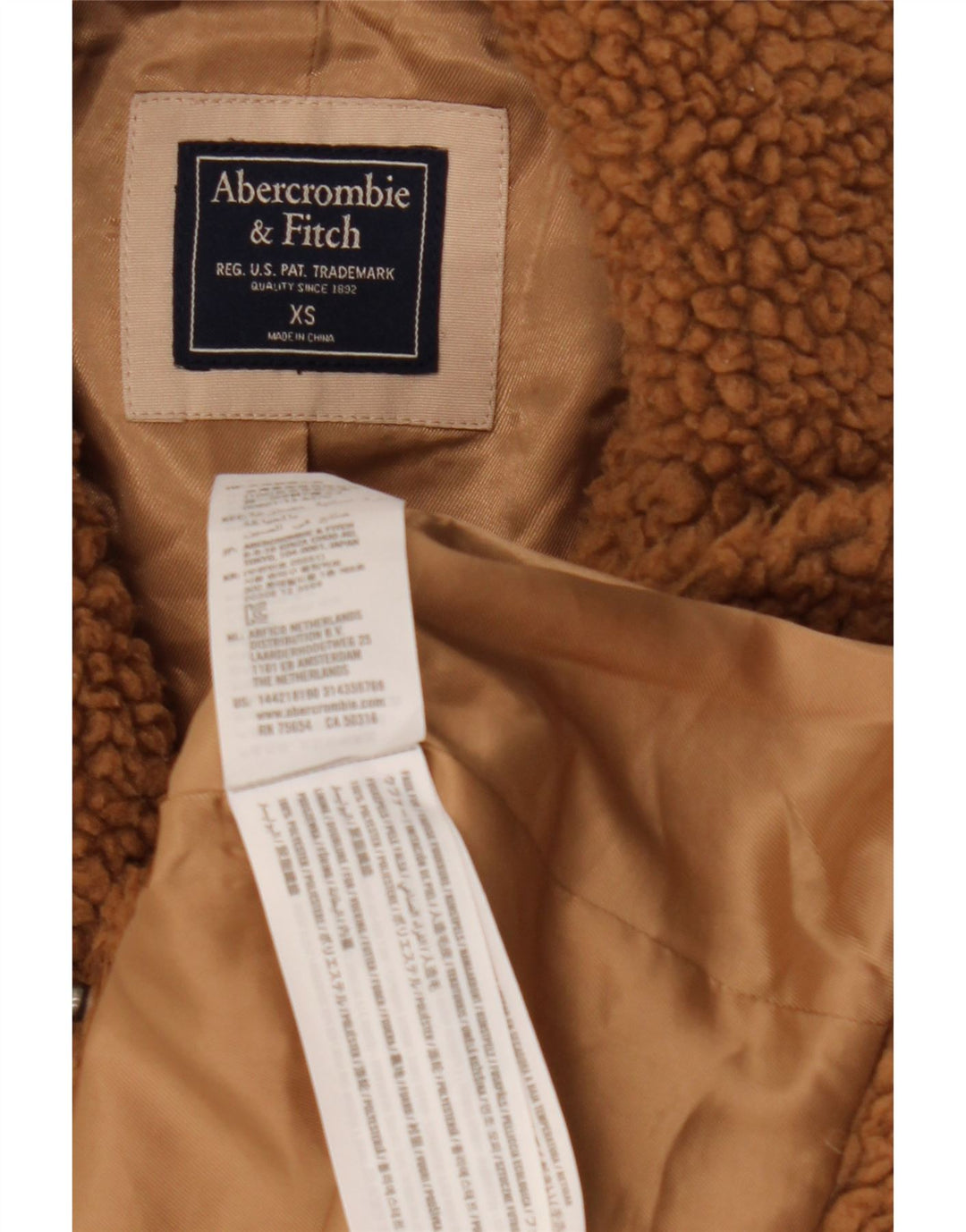 Abercrombie & Fitch Manteau surdimensionné Teddy pour femme UK 6 XS Marron Polyester