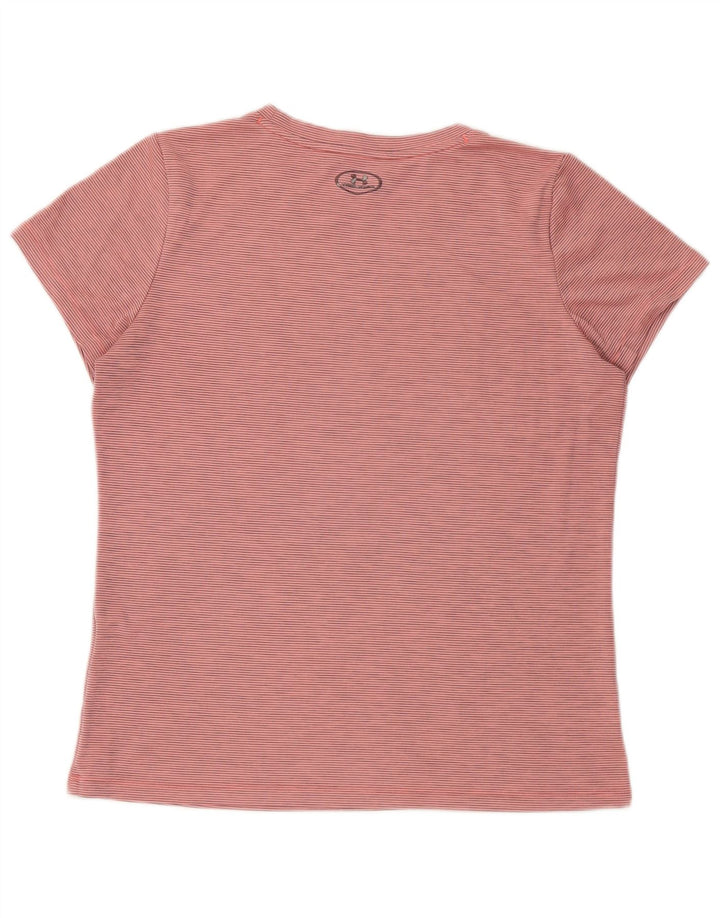UNDER ARMOUR T-shirt Heat Gear pour femme UK 14 Rose moyen à fines rayures