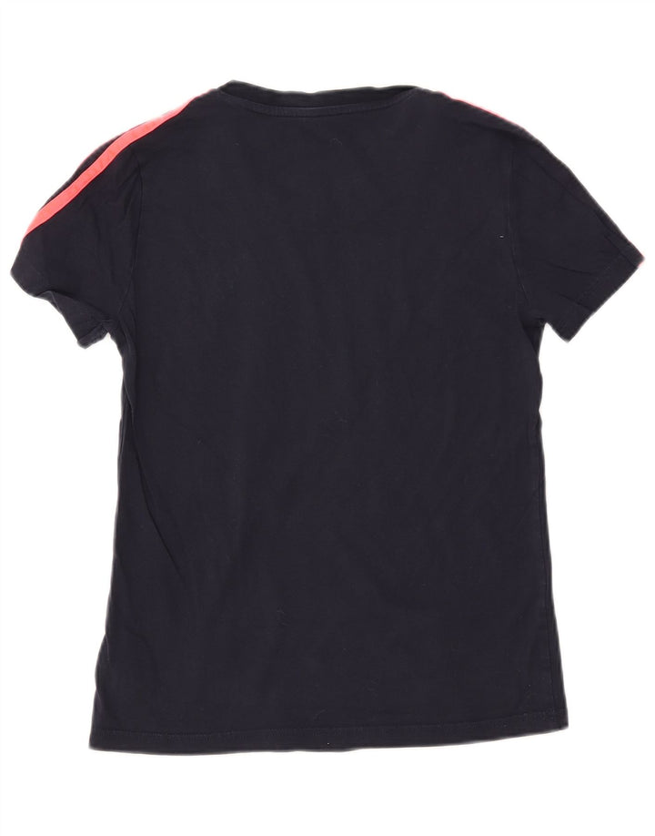 ADIDAS T-shirt pour femme UK 12 Bleu marine moyen Coton