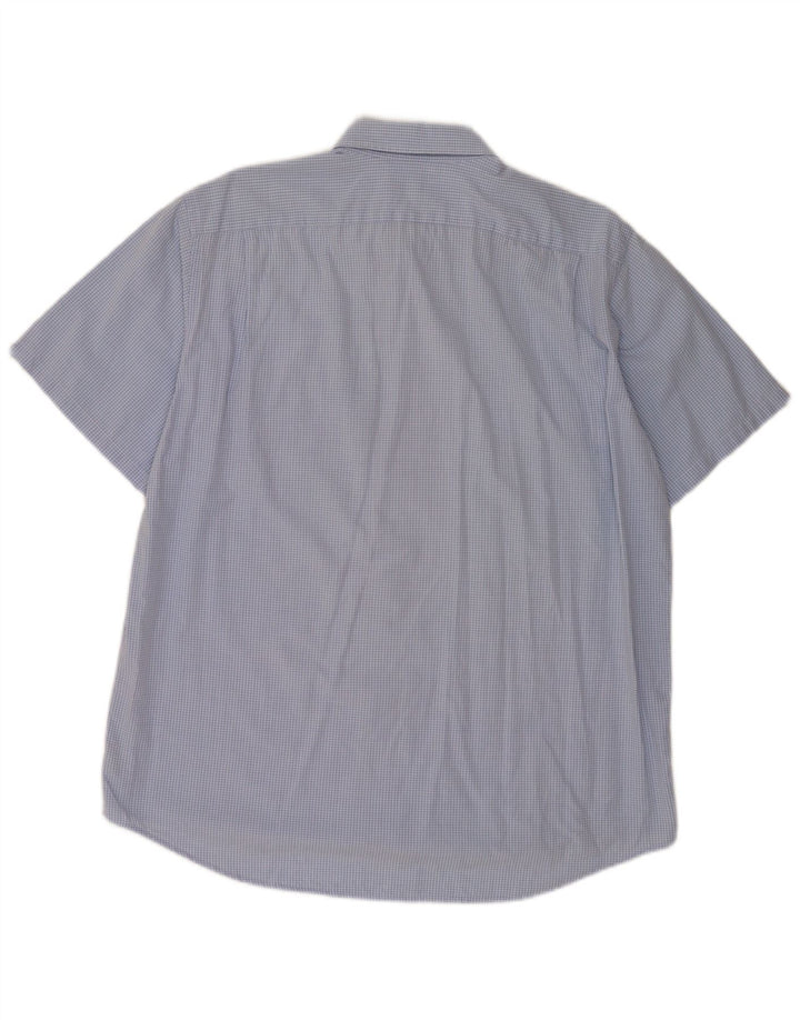 Lacoste Chemise à manches courtes pour hommes Taille 42 Grand coton à carreaux bleus