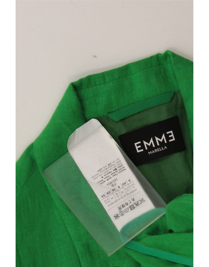 Marella Femme EMME 1 Bouton Blazer Veste UK 8 Petit Lin Vert