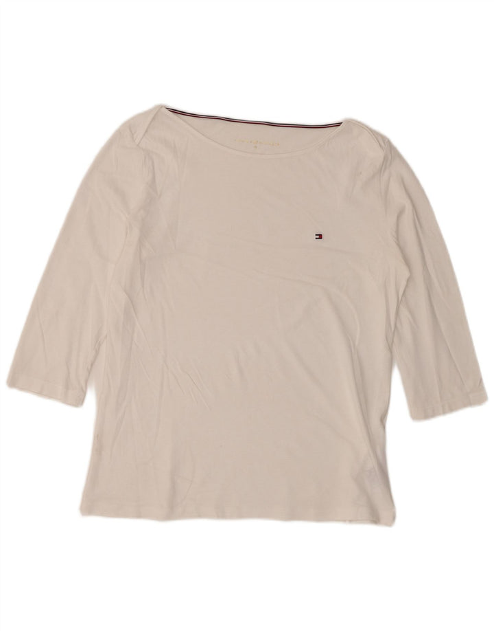 Tommy Hilfiger Haut à manches 3/4 pour femme UK 14 en coton blanc moyen