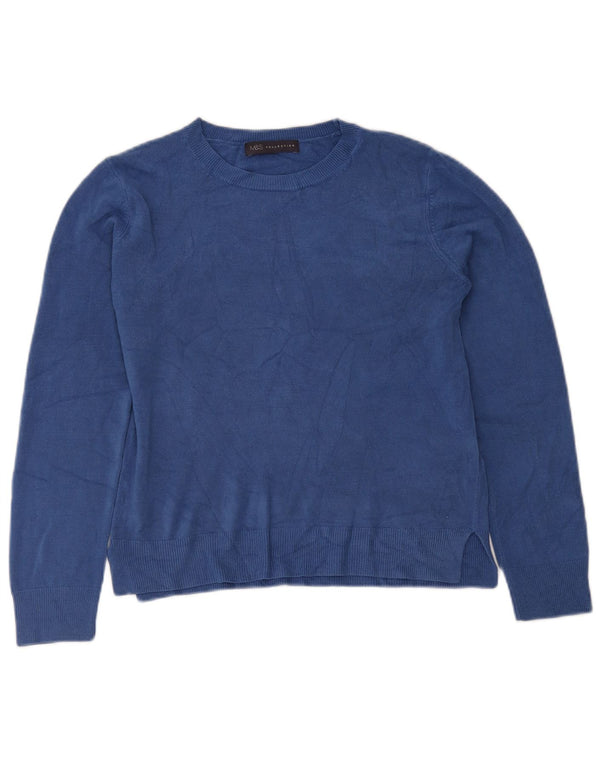 Marks & Spencer Pull col bateau pour femme UK 12 Bleu moyen Acrylique