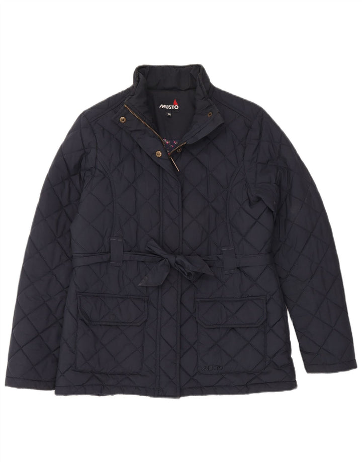 MUSTO Veste matelassée pour femme UK 14 Large Bleu Marine Polyester