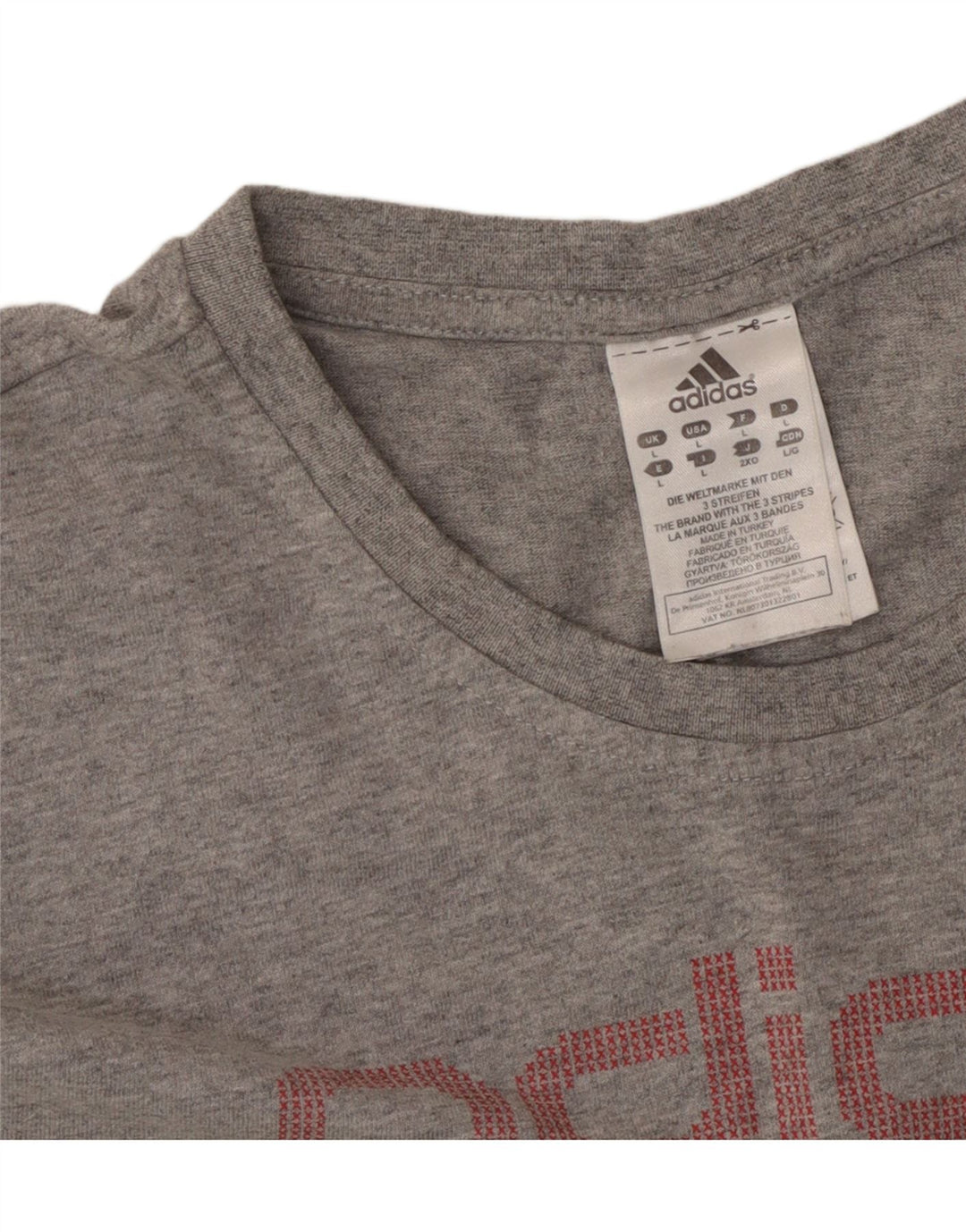 ADIDAS T-shirt graphique pour femme UK 16 Large Gris Coton
