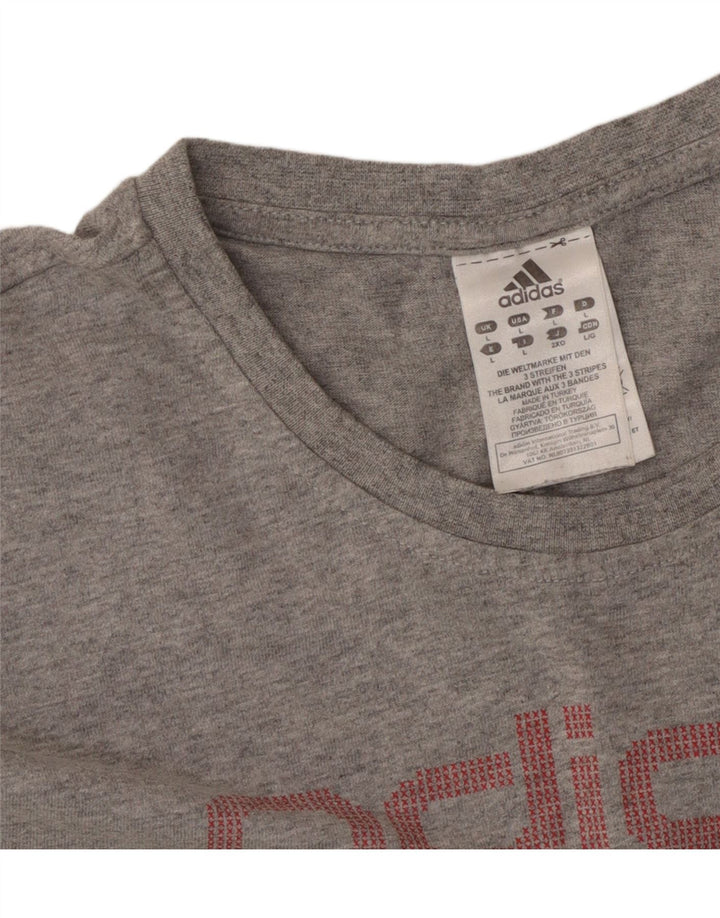 ADIDAS T-shirt graphique pour femme UK 16 Large Gris Coton