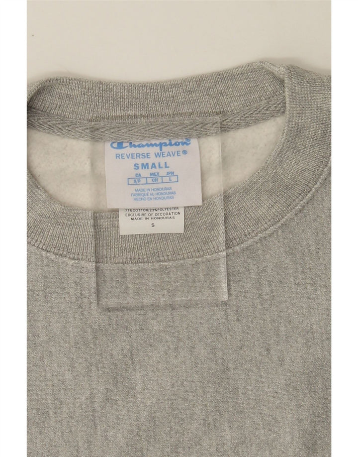CHAMPION Mens Reverse Weave Graphic Sweatshirt Jumper Small Grey Cotton Vintage Champion and Second-Hand Champion from Messina Hembry 