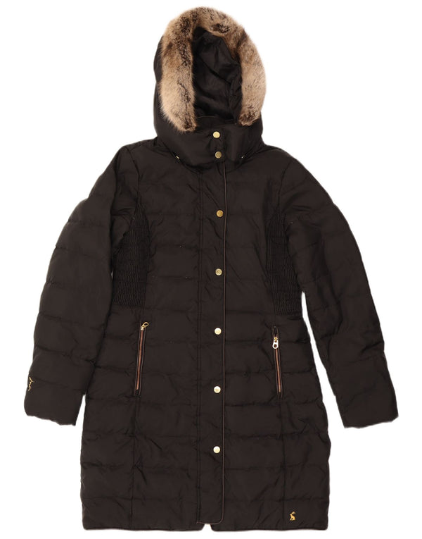 JOULES Manteau rembourré à capuche pour femme UK 12 Medium Noir Polyester