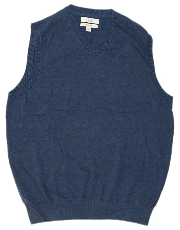 Marks & Spencer Débardeur Vest Homme Bleu Moyen Coton