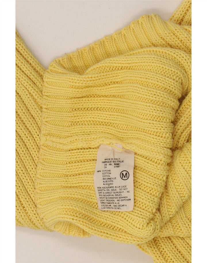 SISLEY Womens Cardigan Sweater UK 14 Medium Yellow Cotton Vintage Sisley and Second-Hand Sisley from Messina Hembry 