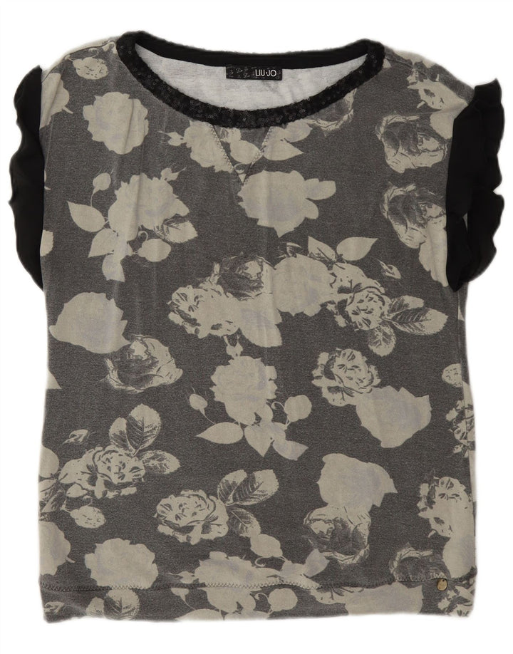 Liu Jo Femme Blouse Top IT 44 Gris Moyen Floral Viscose