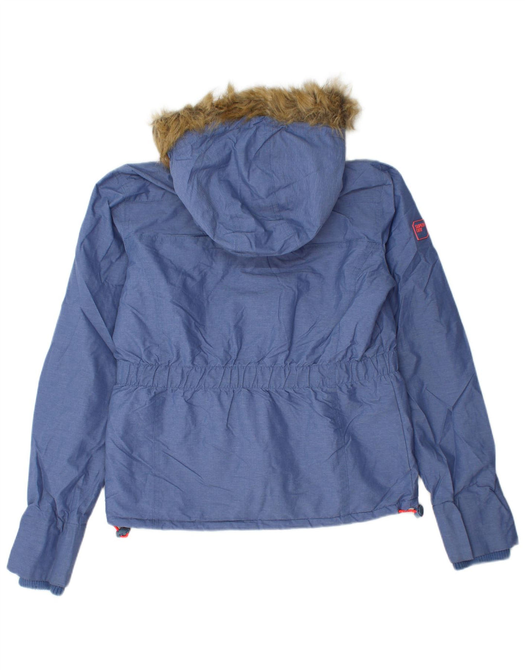 SUPERDRY Veste coupe-vent à capuche graphique pour femme UK 14 Bleu moyen