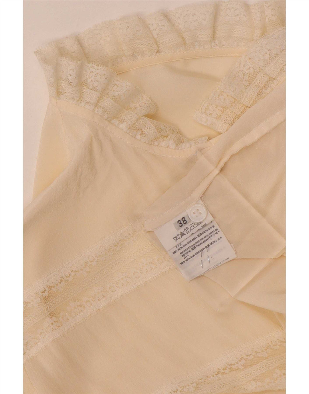 Chemisier chemise femme vintage EU 38 Soie rayée beige moyen