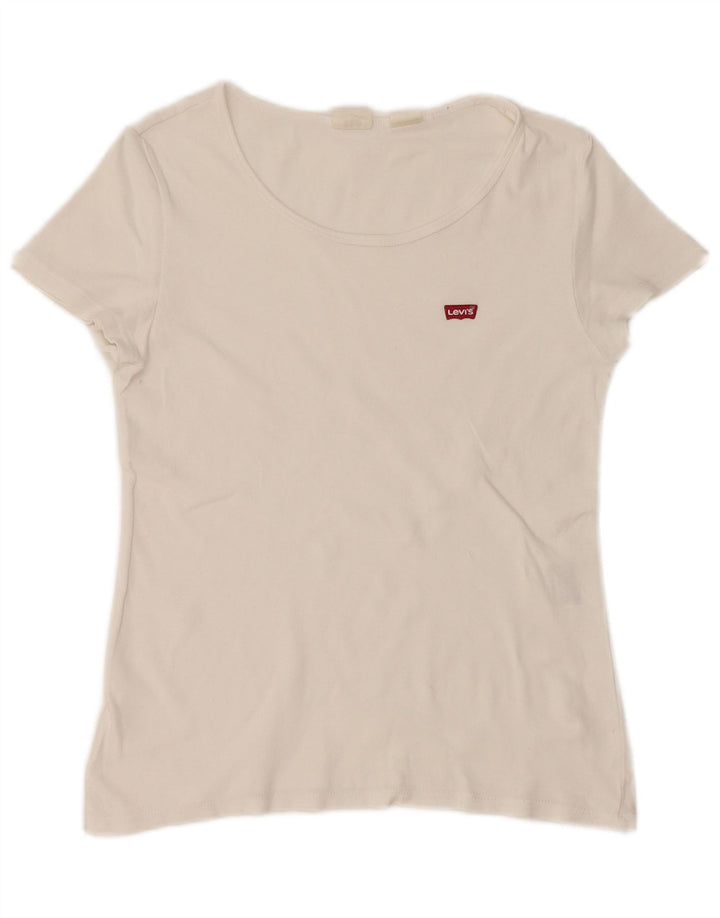Levi's T-Shirt Crop Femme UK 12 Blanc Moyen