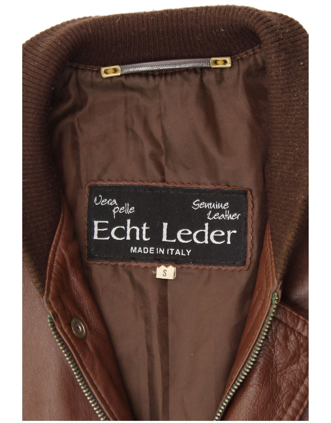 VINTAGE Veste en cuir homme UK 36 Petit cuir marron