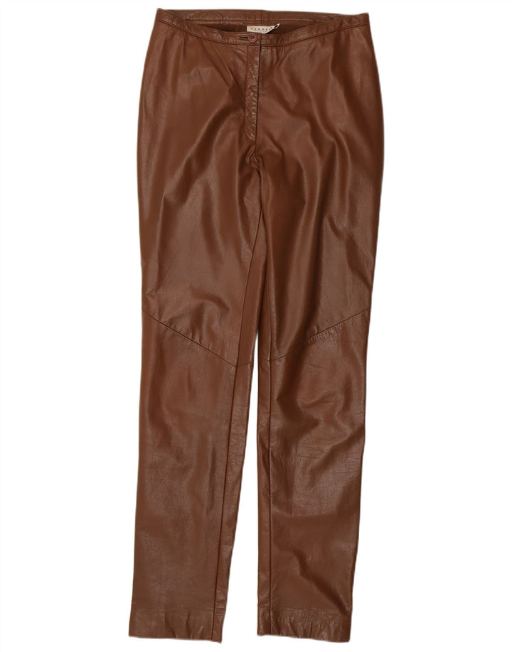 Hennes Pantalon en cuir slim pour femme EU 38 Medium W28 L33 Cuir marron