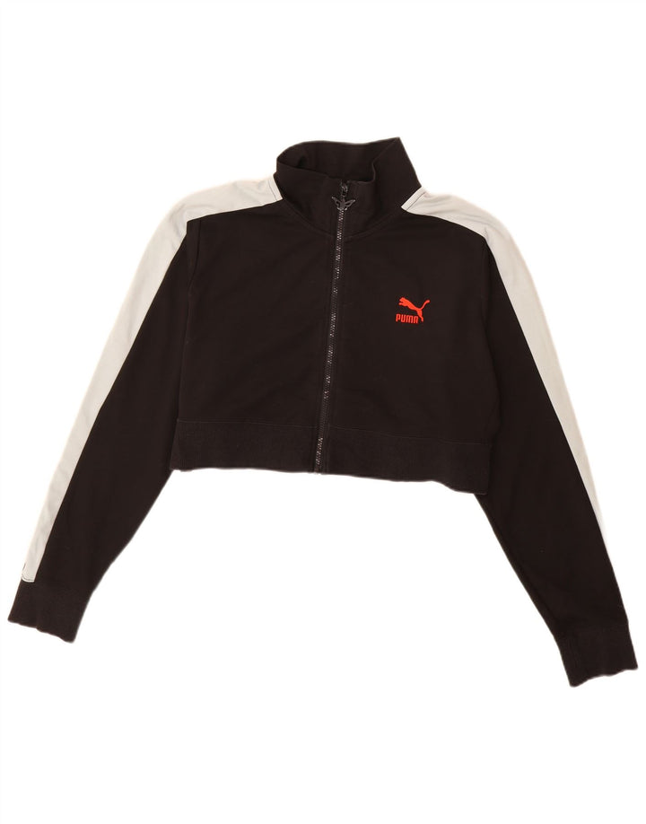 Puma Veste de survêtement courte pour femme UK 20 2XL Noir Colorblock Polyester