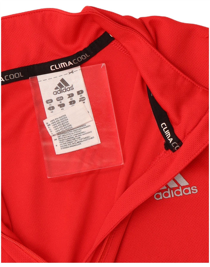 Adidas Femmes Climacool Zip Neck Pull Survêtement Top UK 14 Moyen Rouge