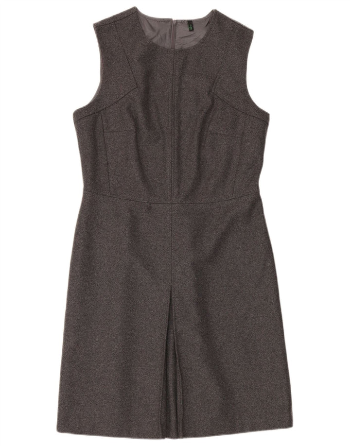 Benetton Robe trapèze sans manches pour femme UK 44 Laine gris moyen