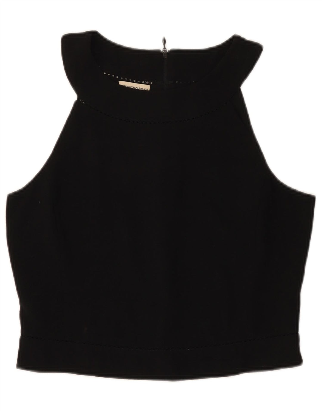 Emporio Armani Haut court dos nu pour femme IT 46 Large laine noire