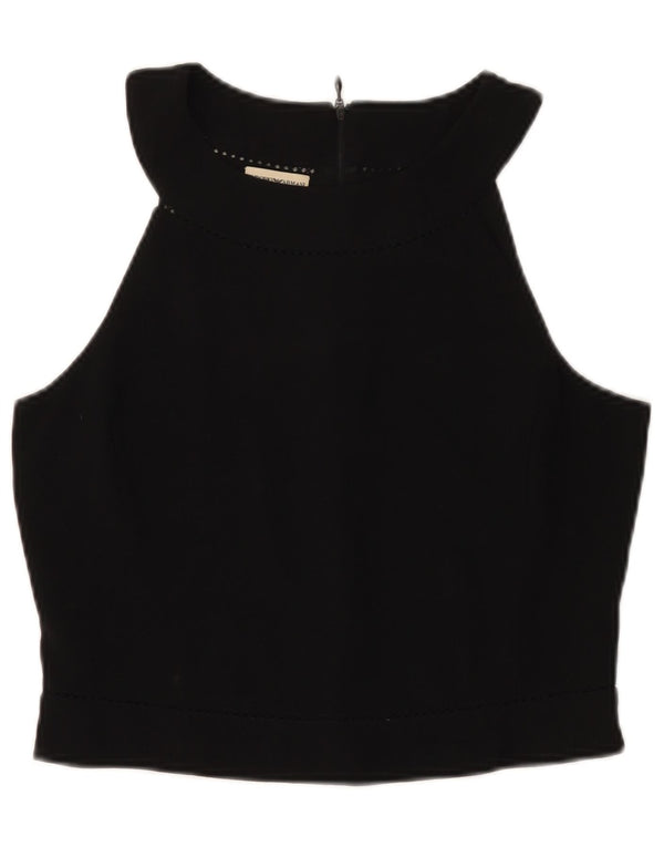 Emporio Armani Haut court dos nu pour femme IT 46 Large laine noire