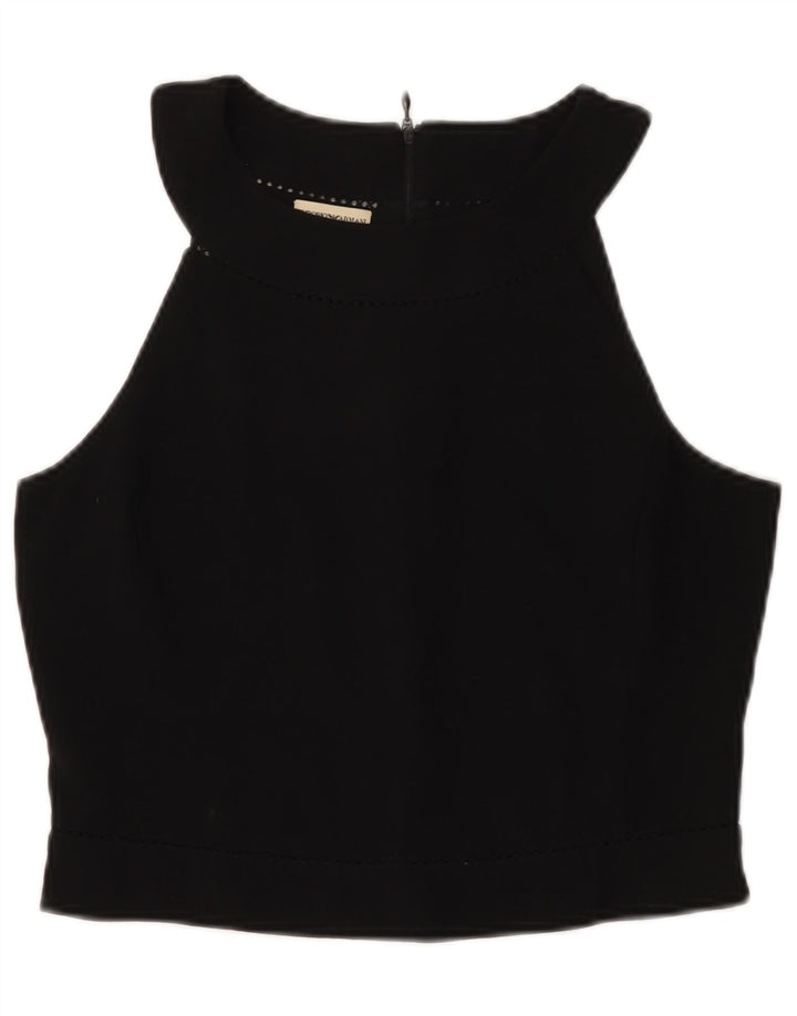 Emporio Armani Haut court dos nu pour femme IT 46 Large laine noire