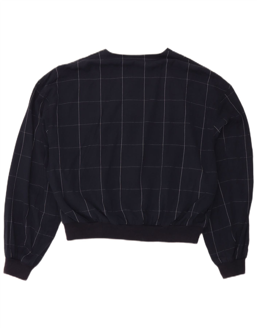 Veste Bomber Femme Vintage IT 52 2XL Bleu Marine Check Viscose