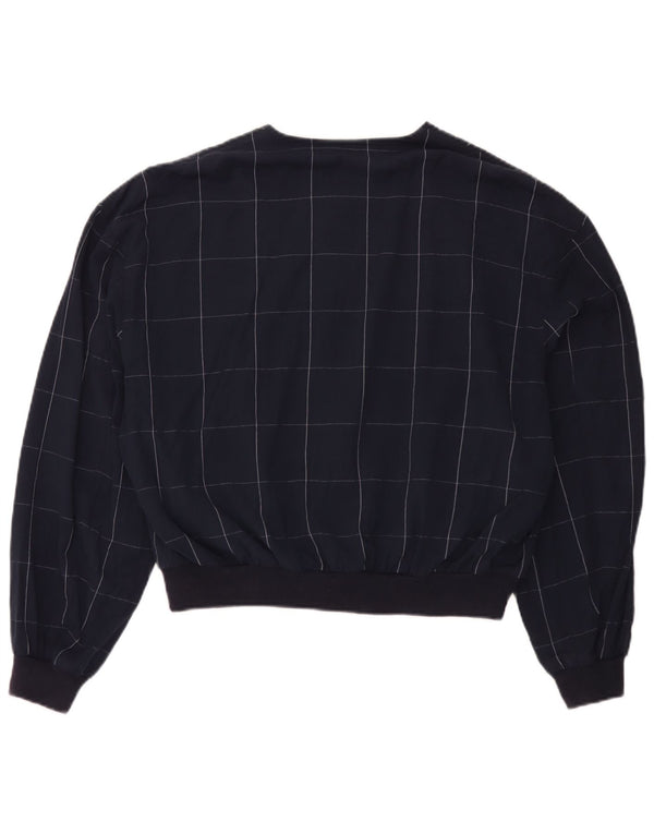 Veste Bomber Femme Vintage IT 52 2XL Bleu Marine Check Viscose