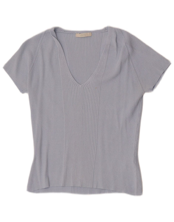 Marks & Spencer T-shirt court pour femme UK 14 Bleu moyen Viscose