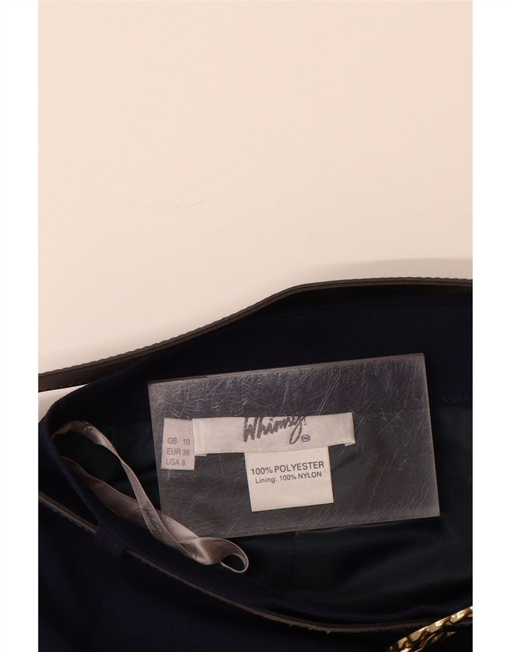 VINTAGE Jupe crayon femme UK 10 Petit W26 Bleu Marine Polyester