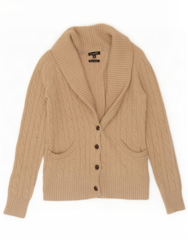 Massimo Dutti Pull Cardigan Femme UK 12 Laine Marron Moyen