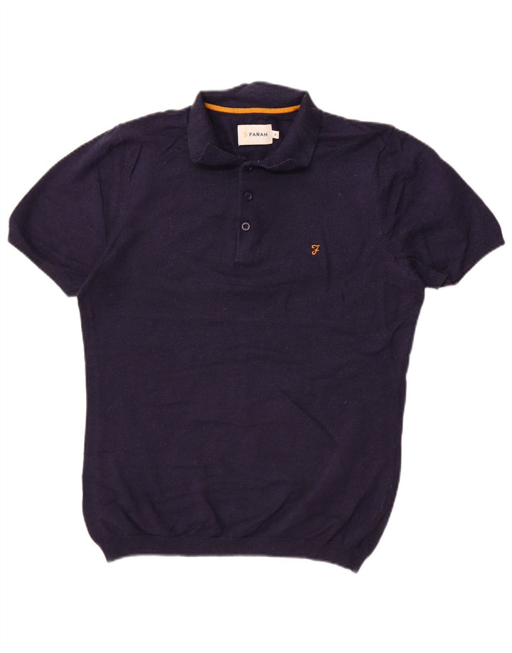 Farah Pull à manches courtes et col polo pour homme Bleu marine moyen