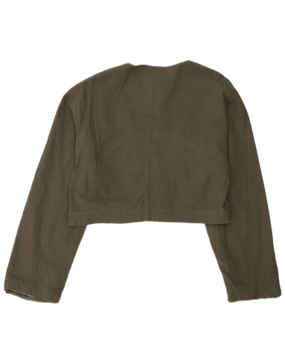 Zara Veste boléro surdimensionnée pour femme UK 10 Petit lin kaki