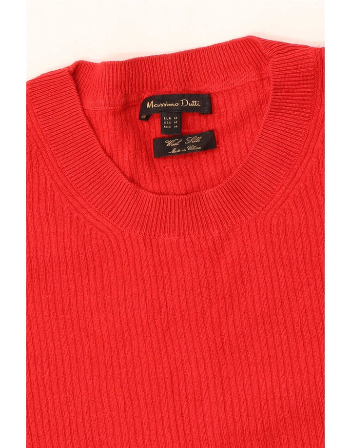 Massimo Dutti Pull à col rond pour femme UK 12 Laine rouge moyen