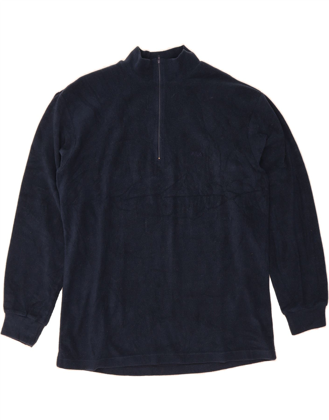 FILA Mens Zip Neck Fleece Jumper IT 54 XL Navy Blue Polyester Vintage Fila and Second-Hand Fila from Messina Hembry 