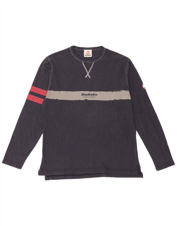 Murphy & Nye Haut graphique à manches longues pour hommes, grand color block bleu marine