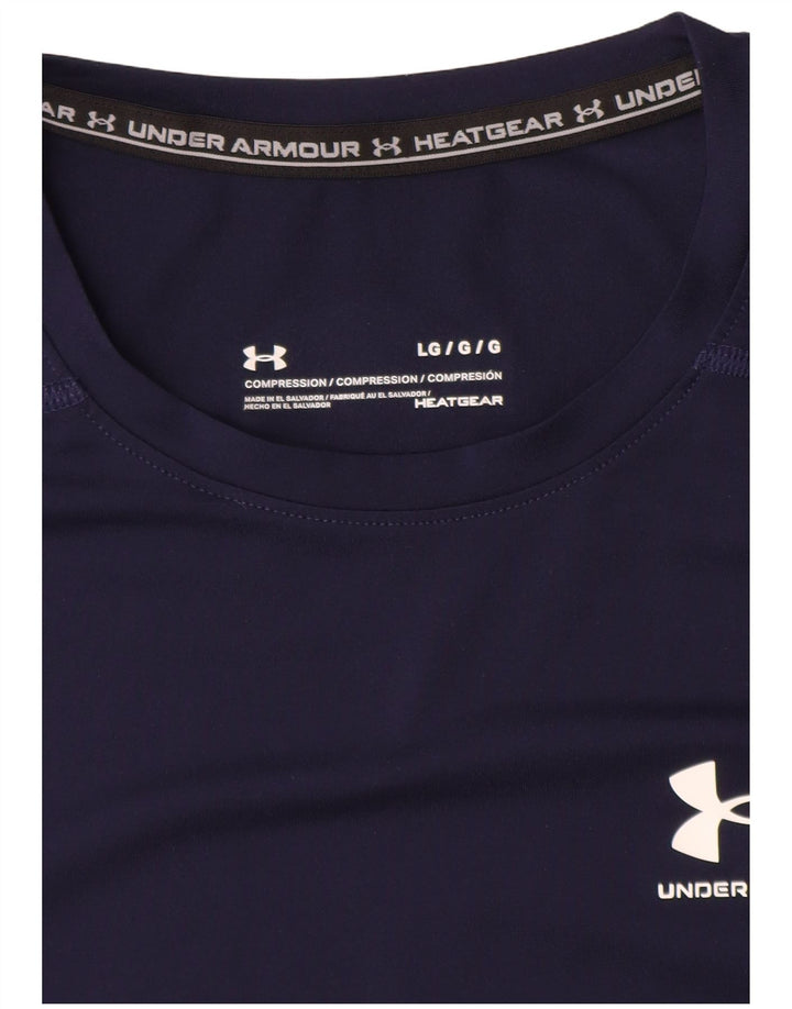 UNDER ARMOUR T-Shirt Heat Gear Homme Large Bleu Marine Synthétique