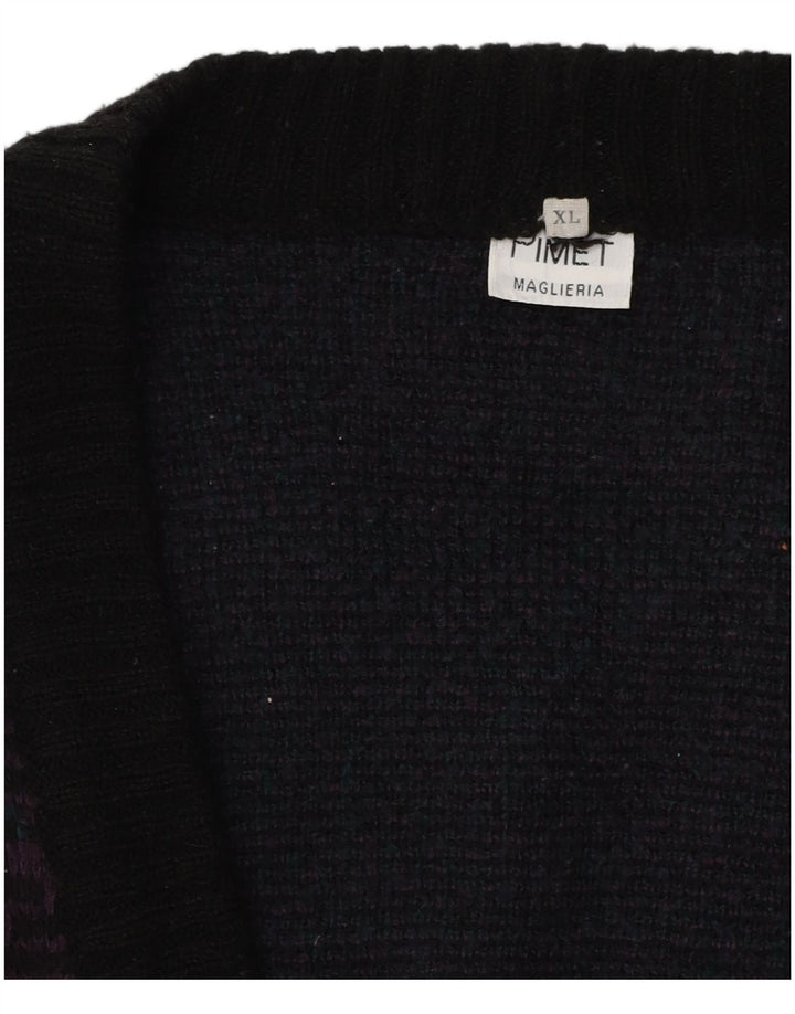 PIMET MAGLIERA Pull Cardigan Femme UK 18 XL Noir Géométrique