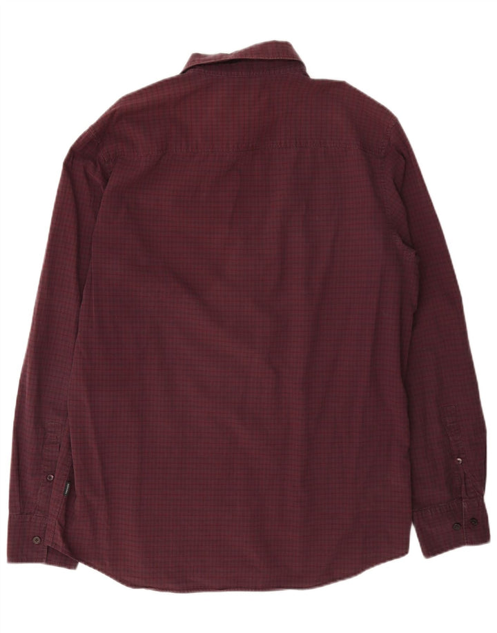 Calvin Klein Chemise homme en coton vichy bordeaux moyen