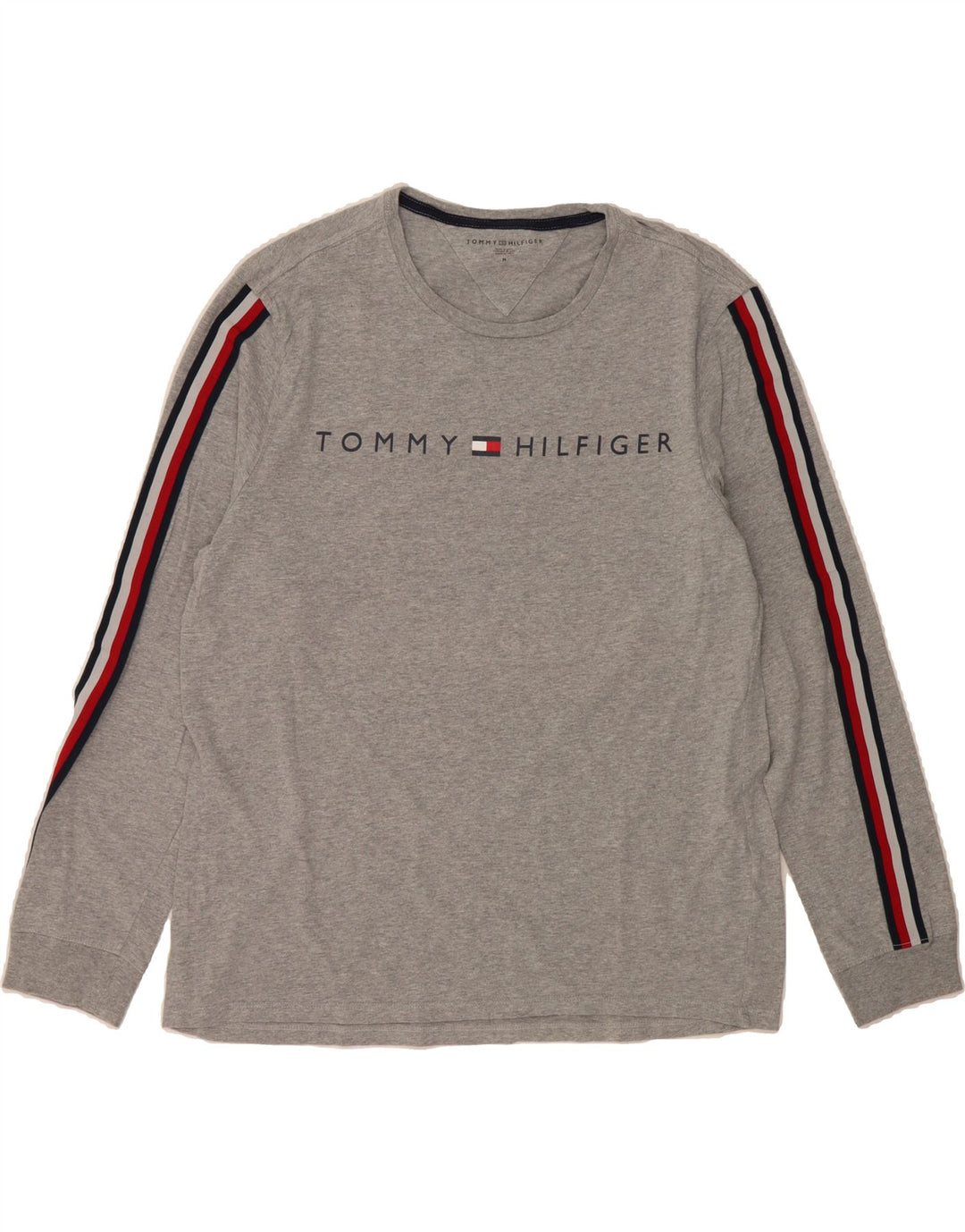 TOMMY HILFIGER Mens Graphic Top Long Sleeve Medium Grey Cotton Vintage Tommy Hilfiger and Second-Hand Tommy Hilfiger from Messina Hembry 