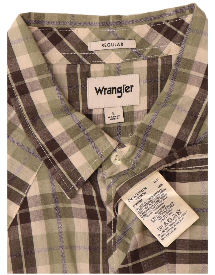 Wrangler Chemise à manches courtes pour homme Coupe classique en coton à carreaux kaki