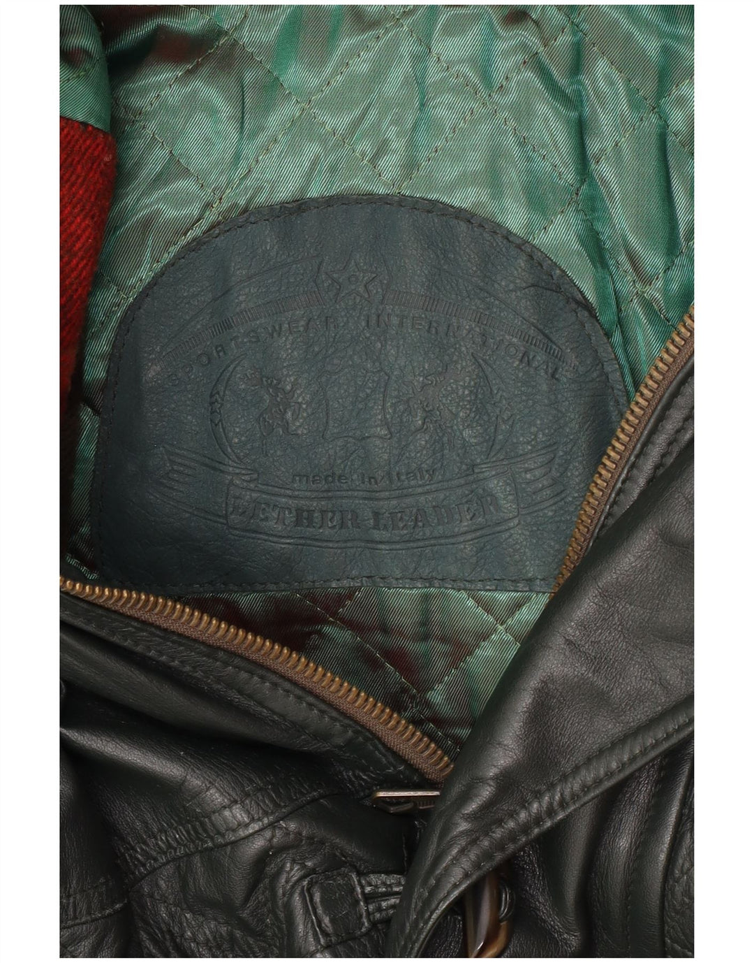 manteau en cuir homme vintage UK 40 Grand cuir vert