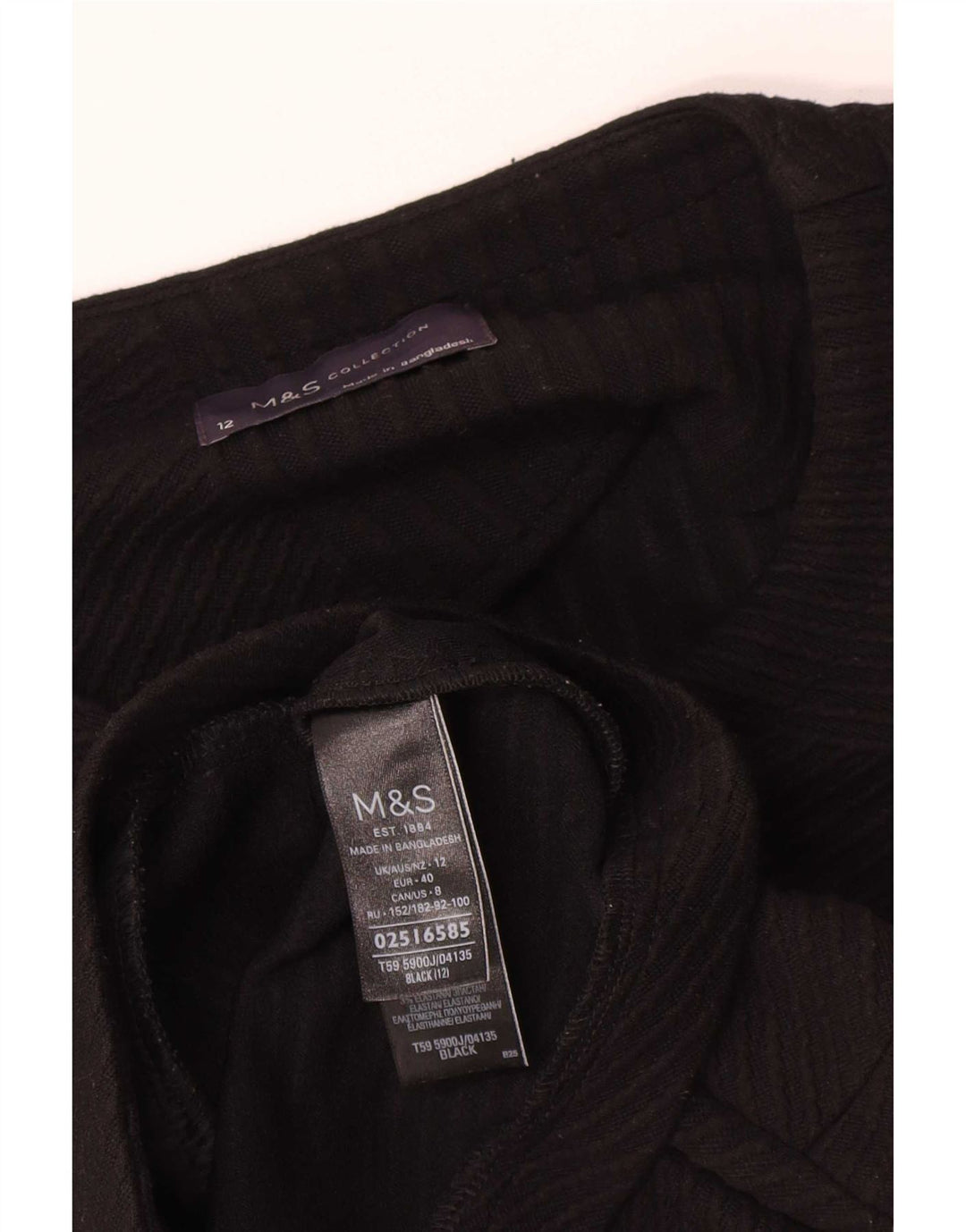 Marks & Spencer Veste blazer zippée pour femme UK 12 Medium Noir Polyester