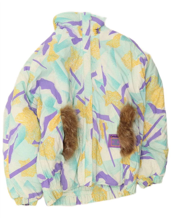 MARILENA Veste de ski à capuche femme US 10 Large Multicolore Géométrique Rétro