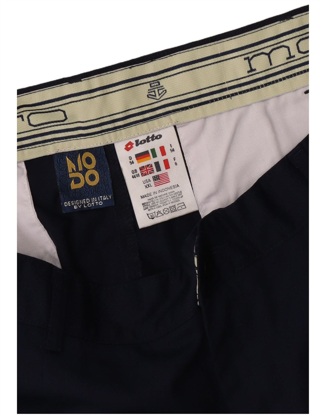 Lotto Short Chino Pegged Homme W44 2XL Bleu Marine Polyester